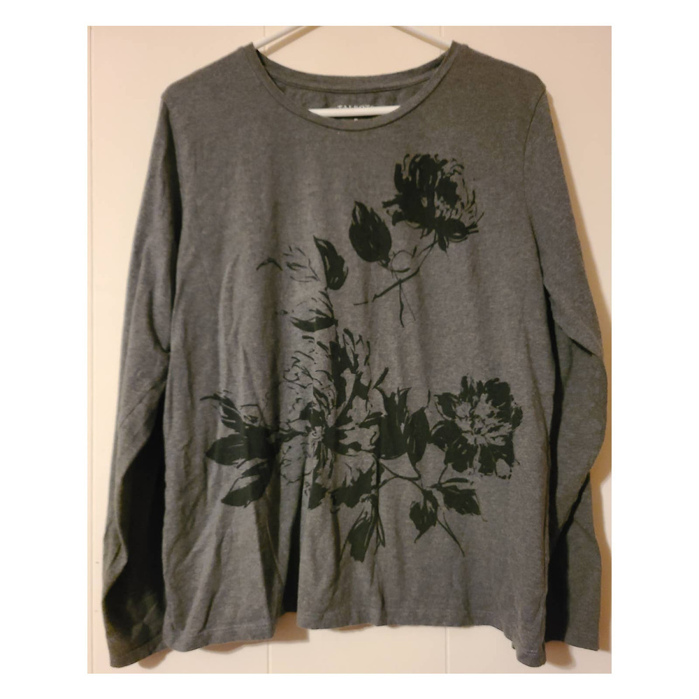 Talbots T-Shirt Top Women's Size XL Cotton Floral Long Sleeve Round Neck (AI)